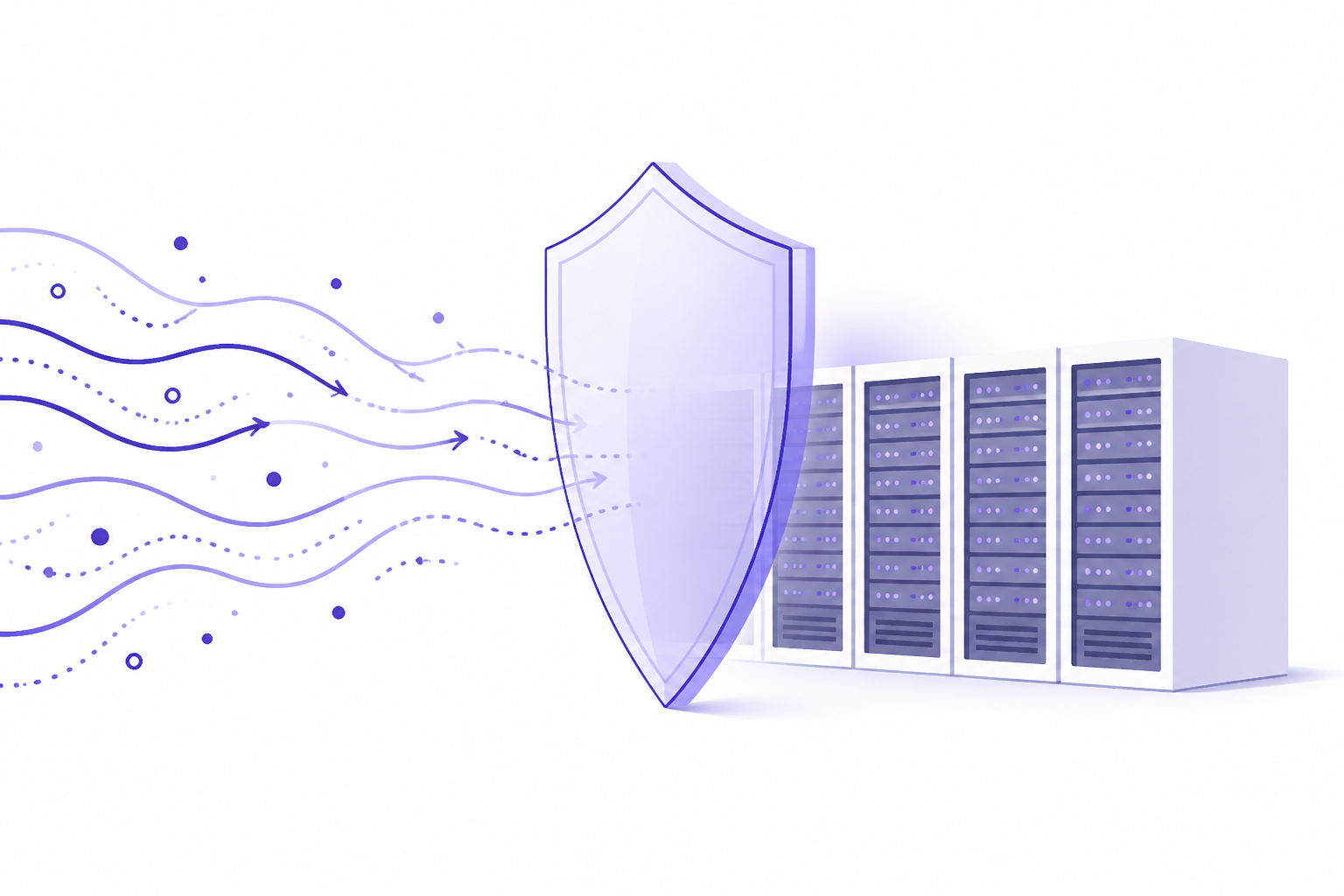 DDoS protection shield filtering malicious flood traffic before it reaches a protected network